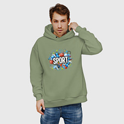 Толстовка оверсайз мужская Разный спорт Different sports, цвет: авокадо — фото 2