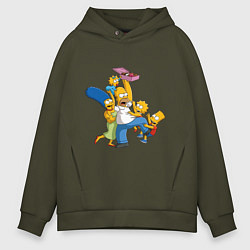 Толстовка оверсайз мужская Simpsons donuts, цвет: хаки