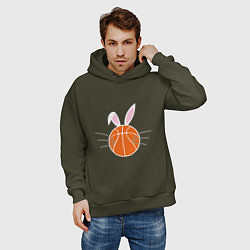 Толстовка оверсайз мужская Basketball Bunny, цвет: хаки — фото 2