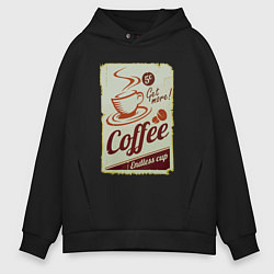 Толстовка оверсайз мужская Coffee Cup Retro, цвет: черный