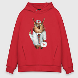 Толстовка оверсайз мужская Врач сова, цвет: красный