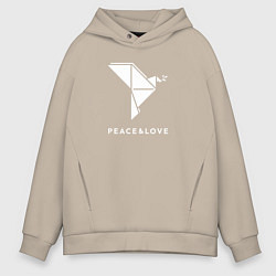 Толстовка оверсайз мужская Мирный голубь, белый, цвет: миндальный