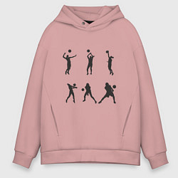 Толстовка оверсайз мужская Life - Volleyball, цвет: пыльно-розовый