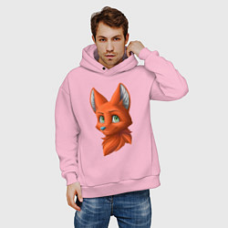 Толстовка оверсайз мужская Милая лисичка Cute fox, цвет: светло-розовый — фото 2