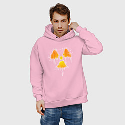 Толстовка оверсайз мужская Radioactive symbol, цвет: светло-розовый — фото 2