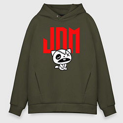 Толстовка оверсайз мужская JDM Kitten-Zombie Japan, цвет: хаки
