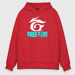 Толстовка оверсайз мужская Free Fire - неон, цвет: красный