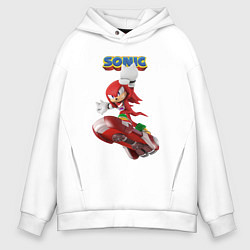Толстовка оверсайз мужская Knuckles Echidna Sonic Video game Ехидна Наклз Вид, цвет: белый
