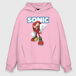 Толстовка оверсайз мужская Knuckles Echidna Sonic Video game Ехидна Наклз Вид, цвет: светло-розовый