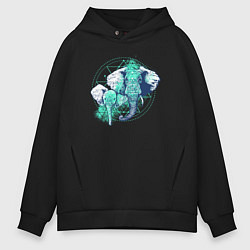 Толстовка оверсайз мужская 2 Слона, цвет: черный