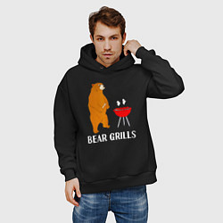 Толстовка оверсайз мужская Bear Grills Беар Гриллс, цвет: черный — фото 2