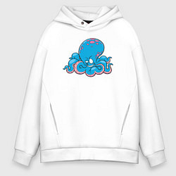 Толстовка оверсайз мужская Весёлый осьминог, цвет: белый