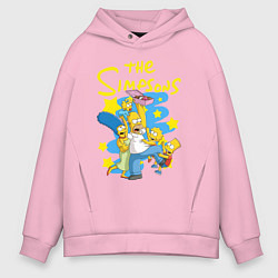Толстовка оверсайз мужская The SimpsonsСемейка Симпсонов, цвет: светло-розовый