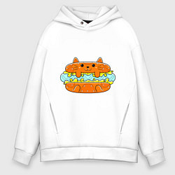 Толстовка оверсайз мужская CATS HOT DOG, цвет: белый