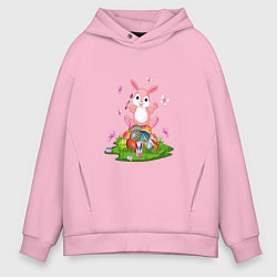 Толстовка оверсайз мужская BUNNY PAINTS EGGS, цвет: светло-розовый