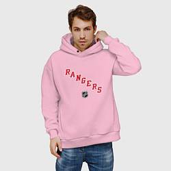 Толстовка оверсайз мужская New York Rangers NHL, цвет: светло-розовый — фото 2