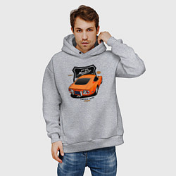 Толстовка оверсайз мужская Vintage Tron Ретро-автомобиль, цвет: меланж — фото 2