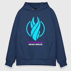 Толстовка оверсайз мужская Символ Dead Space в неоновых цветах, цвет: тёмно-синий