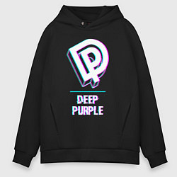 Толстовка оверсайз мужская Deep Purple Glitch Rock, цвет: черный