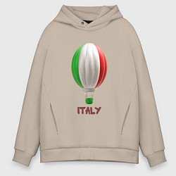 Толстовка оверсайз мужская 3d aerostat Italy flag, цвет: миндальный