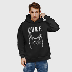 Толстовка оверсайз мужская The Cure рок кот, цвет: черный — фото 2