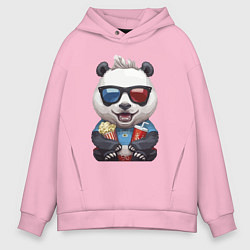 Толстовка оверсайз мужская Прикольный панда с попкорном и колой, цвет: светло-розовый
