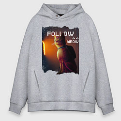 Толстовка оверсайз мужская STRAY FOLLOW MEOW, цвет: меланж