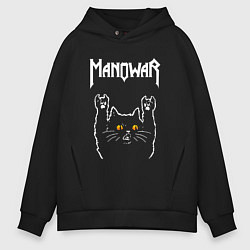 Толстовка оверсайз мужская Manowar rock cat, цвет: черный