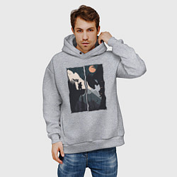 Толстовка оверсайз мужская Оранжевая луна и дикий альпинизм, цвет: меланж — фото 2