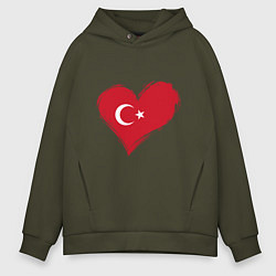 Толстовка оверсайз мужская Сердце - Турция, цвет: хаки