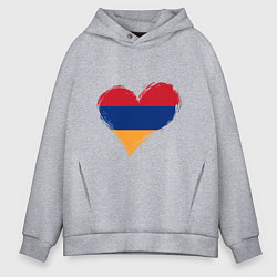 Толстовка оверсайз мужская Сердце - Армения, цвет: меланж