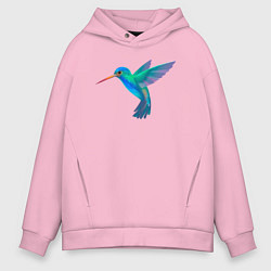 Толстовка оверсайз мужская Колибри синяя, цвет: светло-розовый