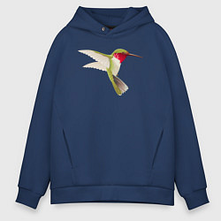 Толстовка оверсайз мужская Колибри зелёная, цвет: тёмно-синий