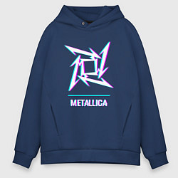 Толстовка оверсайз мужская Metallica glitch rock, цвет: тёмно-синий