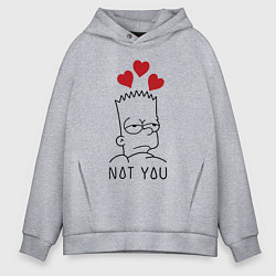 Толстовка оверсайз мужская Bart Simpson - not you!, цвет: меланж