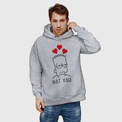 Толстовка оверсайз мужская Bart Simpson - not you!, цвет: меланж — фото 2