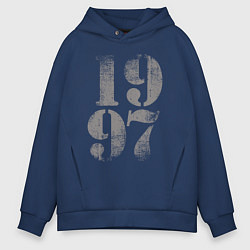 Толстовка оверсайз мужская Огромное потёртое число 1997, цвет: тёмно-синий