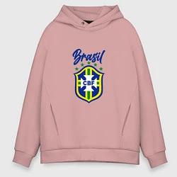 Толстовка оверсайз мужская Brasil Football, цвет: пыльно-розовый