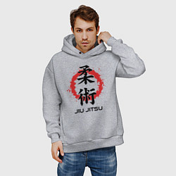 Толстовка оверсайз мужская Jiu jitsu red splashes logo, цвет: меланж — фото 2