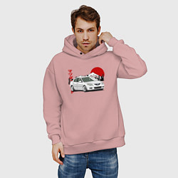 Толстовка оверсайз мужская Mazda 3 bk JDM Retro, цвет: пыльно-розовый — фото 2