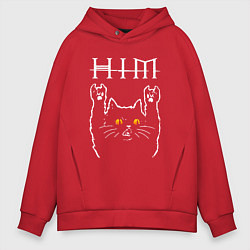 Толстовка оверсайз мужская HIM rock cat, цвет: красный