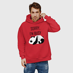 Толстовка оверсайз мужская Извини я занят - панда, цвет: красный — фото 2