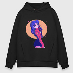 Толстовка оверсайз мужская Misato Katsuragi Evangelion, цвет: черный