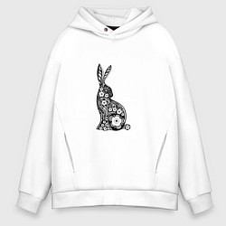 Толстовка оверсайз мужская White-Black Rabbit, цвет: белый