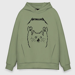 Толстовка оверсайз мужская Metallica - rock cat, цвет: авокадо