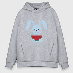 Толстовка оверсайз мужская Кролик с арбузом, цвет: меланж