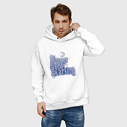 Толстовка оверсайз мужская Никогда не прекращай, цвет: белый — фото 2