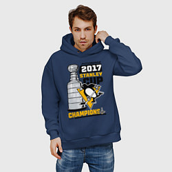 Толстовка оверсайз мужская Питтсбург Пингвинз НХЛ, цвет: тёмно-синий — фото 2