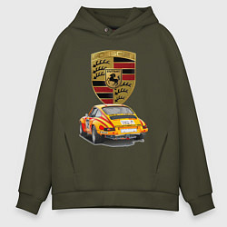 Толстовка оверсайз мужская Porsche - Motorsport - racing team, цвет: хаки