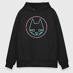 Толстовка оверсайз мужская Stray logo neon, цвет: черный